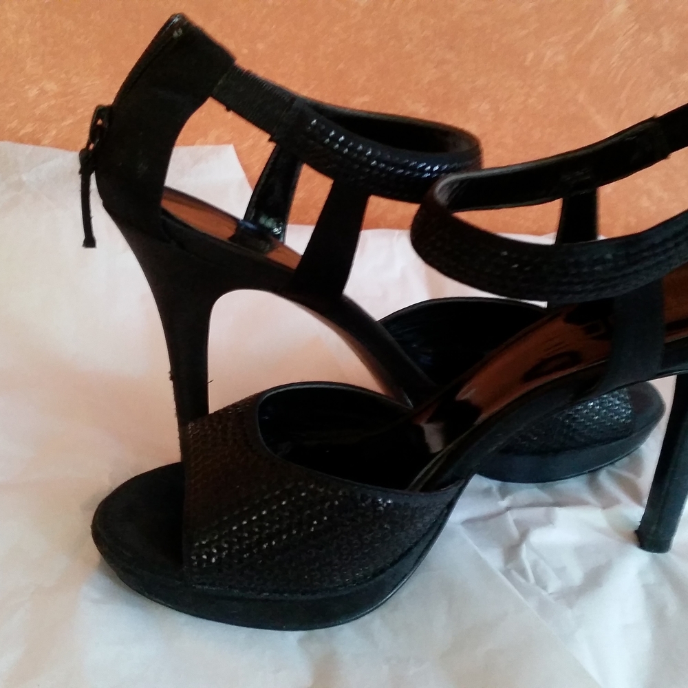 Black Stiletto Heels with Ankle Strap